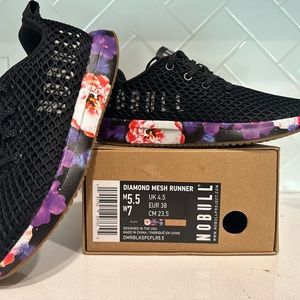 NO BULL Black Space Floral Mesh Runner Shoes - women’s size 7